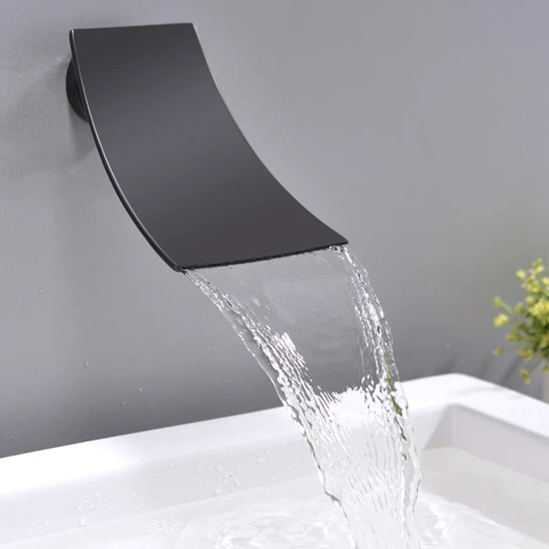 Afralia™ Black Bathroom Faucet: 2 Function Wall Mount Hot Cold Shower Bathtub Facuet.