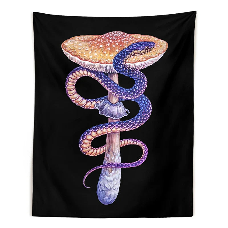 Afralia™ Mushroom Snake Chart Tapestry: Colorful Aesthetic Wall Hanging for Home Decor