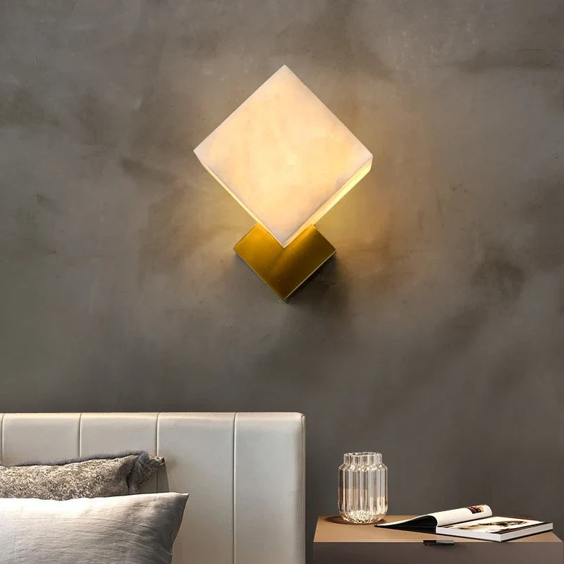 Afralia™ Jade Wall Lamps: Modern LED Square Marble Lighting Fixtures for Home Decor