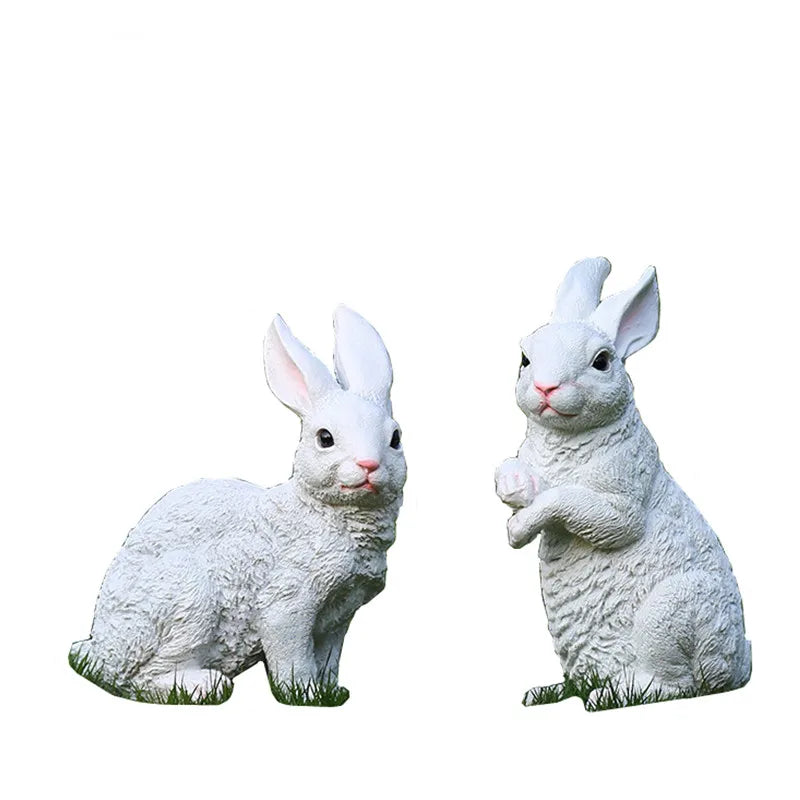 Afralia™ Resin Rabbit Garden Sculpture Miniature Decorative Ornament