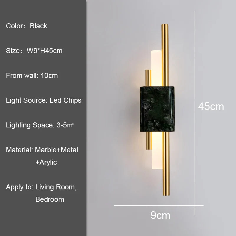 Afralia™ Marble Wall Light: Modern LED Indoor Decor - Black/White/Green Luxury Aesthetics