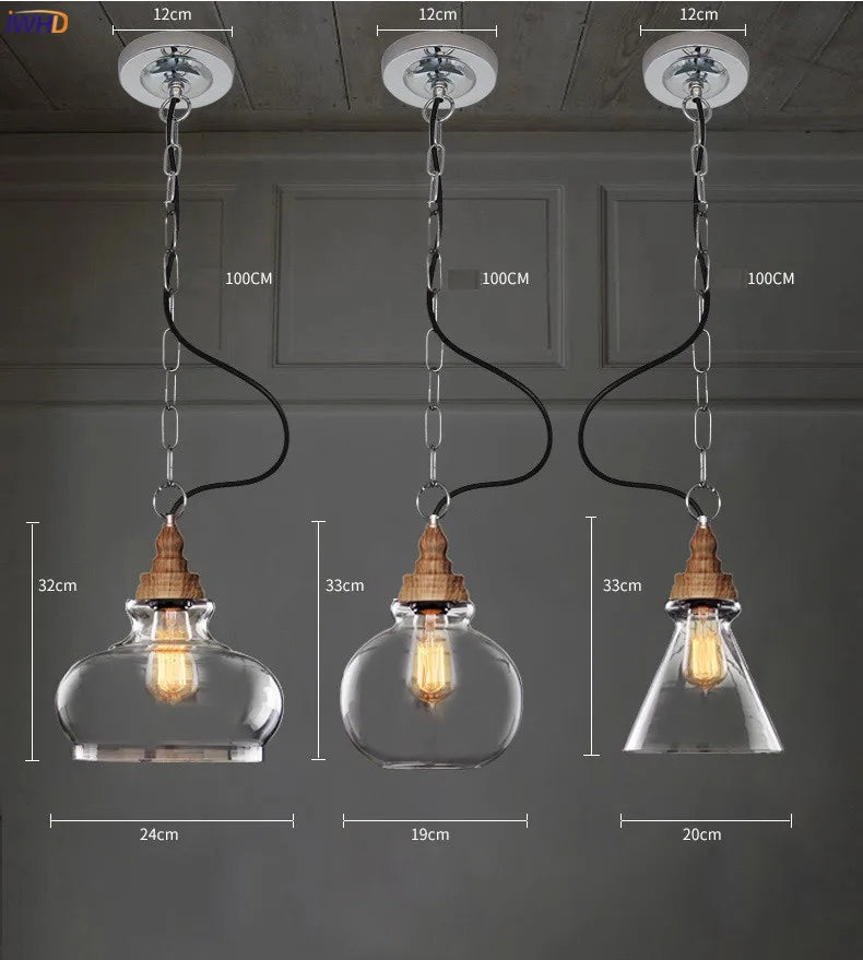 Afralia™ Glass LED Pendant Lights | Industrial Vintage Edison Hanging Lamp