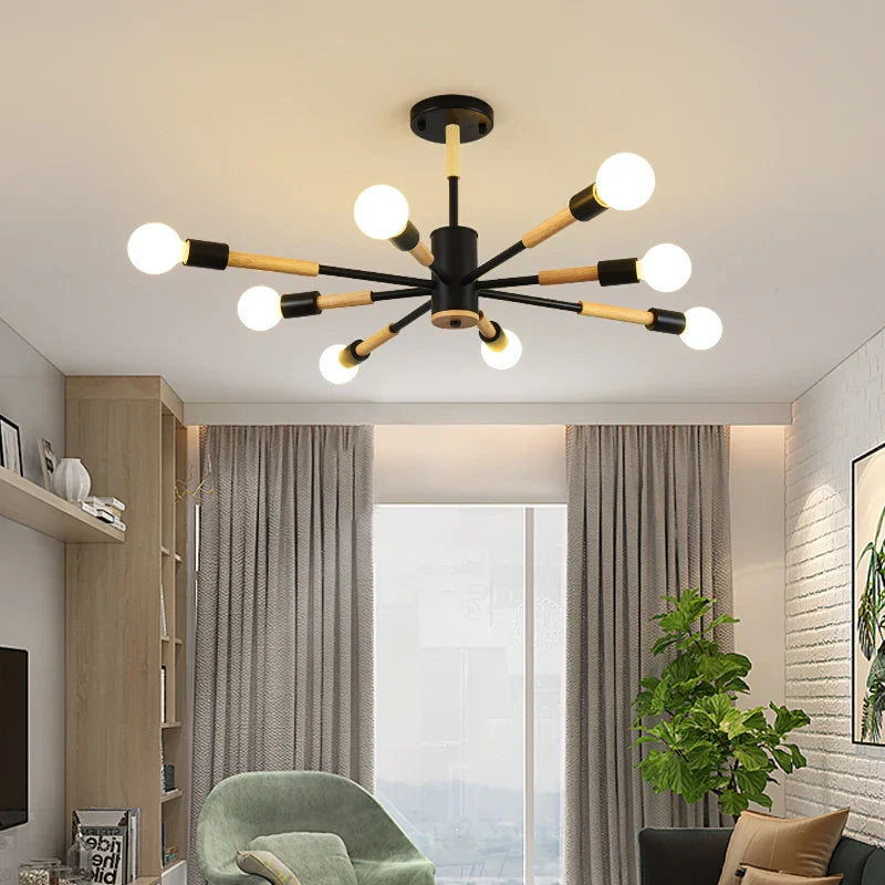 Afralia™ LED Wooden Ceiling Lights w/ E27 Bulb for Modern Livingroom & Bedroom