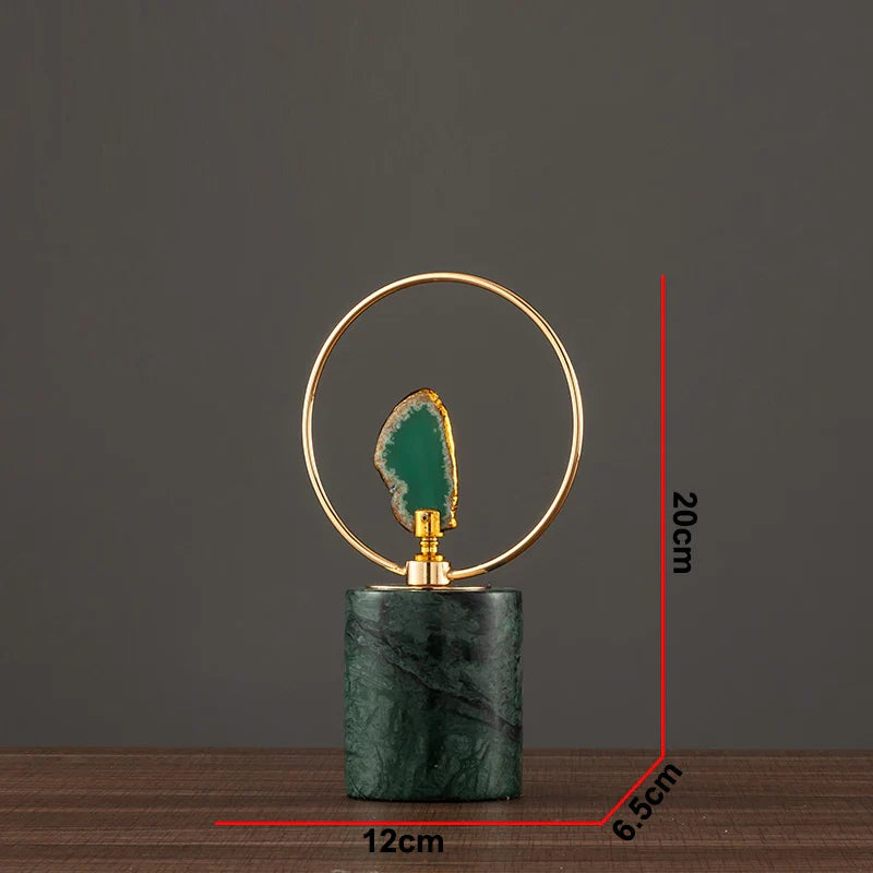 Afralia™ Agate Crafts Marble Base Art Sculpture for Living Room Bookcase