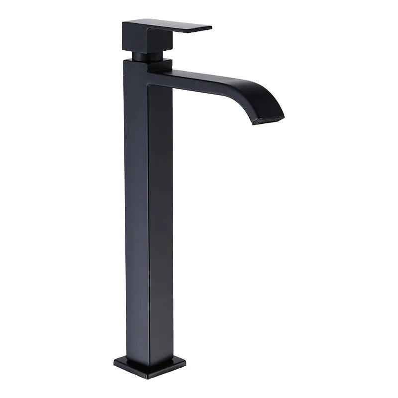 Afralia™ Stainless Steel Cold Water Basin Faucet - Black Bathroom Sink Tap