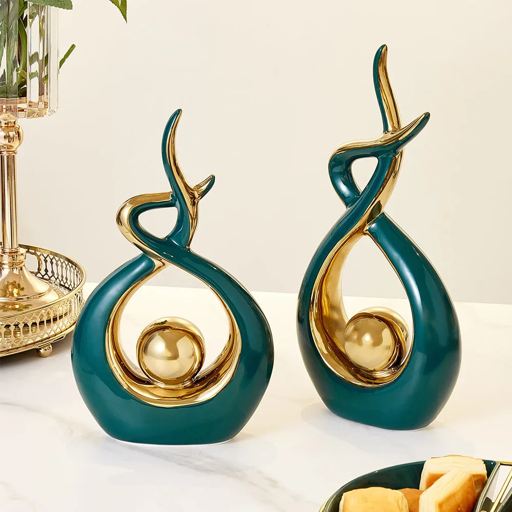 Afralia™ Ceramic Abstract Figurine Set for Elegant Home and Office Decor