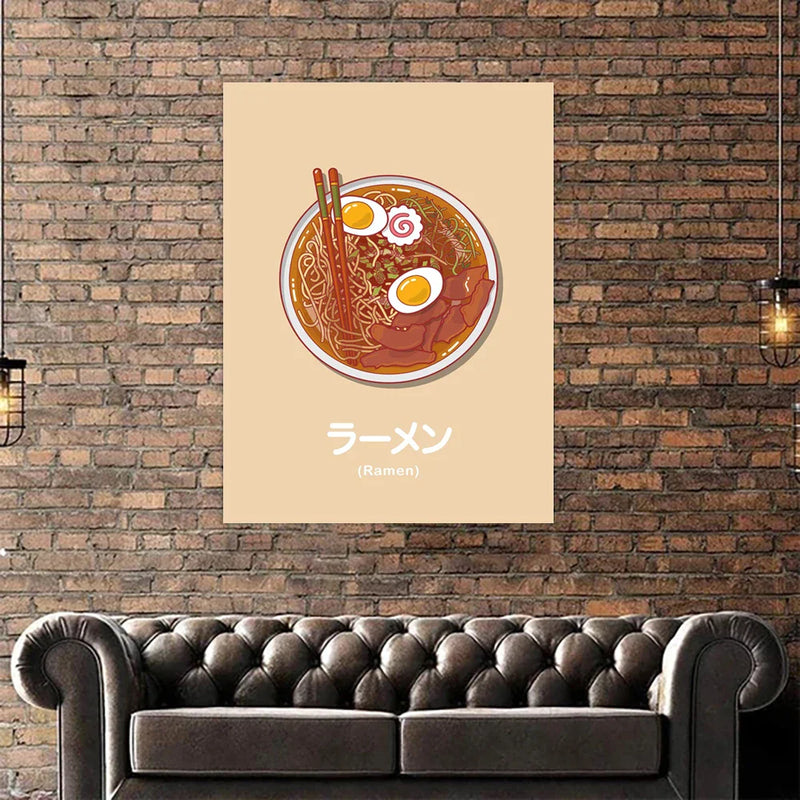 Afralia™ Japanese Narutomaki Ramen Wall Art Print for Modern Home Decoration