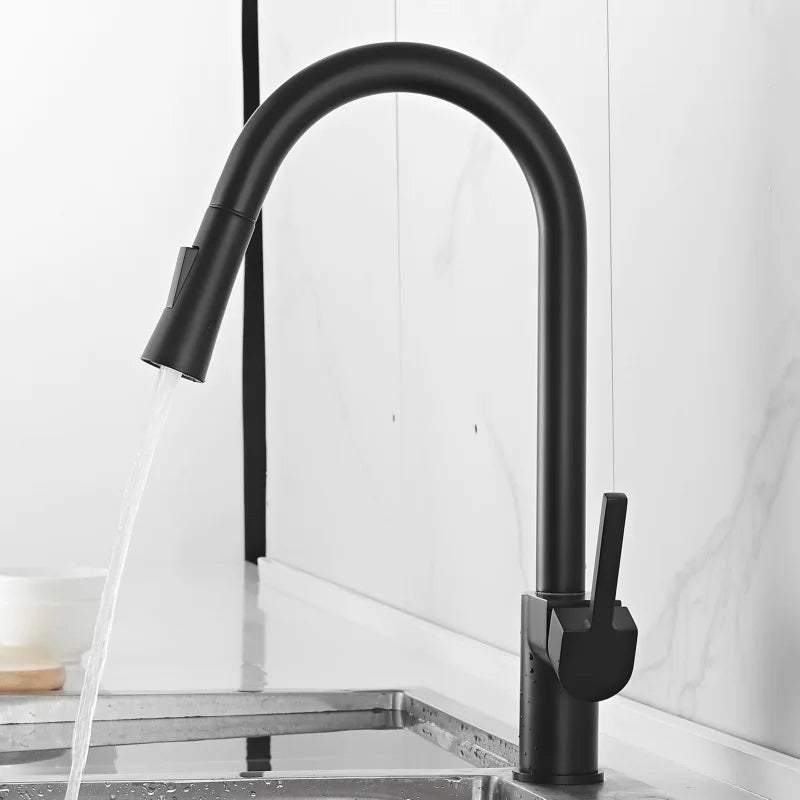 Afralia™ Pull Out Kitchen Faucet, Single Hole Brass Sink Mixer Tap