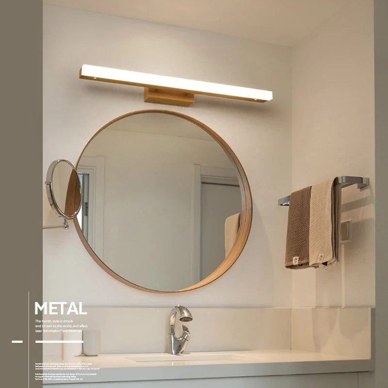 Afralia™ Modern LED Mirror Light 9W 14W Wood Wall Lamps for Nordic Bathroom Makeup