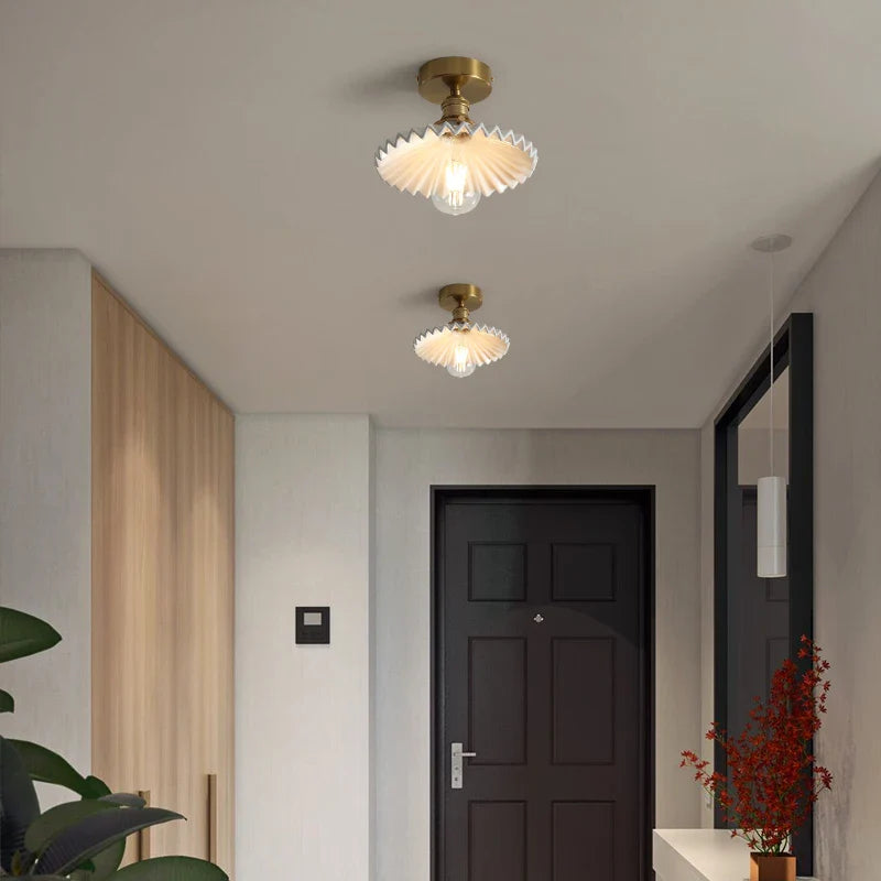 Afralia™ Nordic Copper LED Ceiling Lights for Bedroom Living Room Stair Light Fixtures