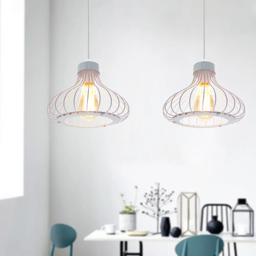 Afralia™ Iron Cage Pendant Lights for Modern Vintage Loft, Retro Home Decor Kitchen Bar LED
