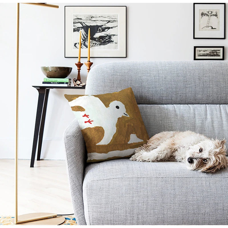 Afralia™ Cute Dog Printed Designer Throw Pillow Cover for Living Room Sofa Decor