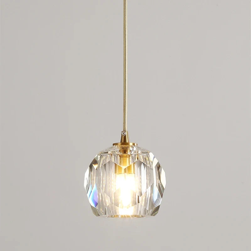 Afralia™ Diamond Crystal Copper LED Pendant Chandelier for Stylish Indoor Lighting.