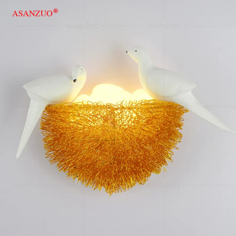 Afralia™ Birds Nest Wall Lamp | 3D Art Light Fixture for Children Room & Living Room