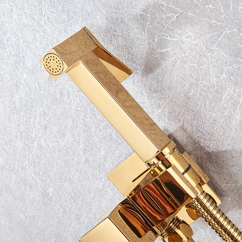 Afralia™ Rose Gold Bidet Faucet: High Pressure Toilet Washer, Wall Mounted Sprayer