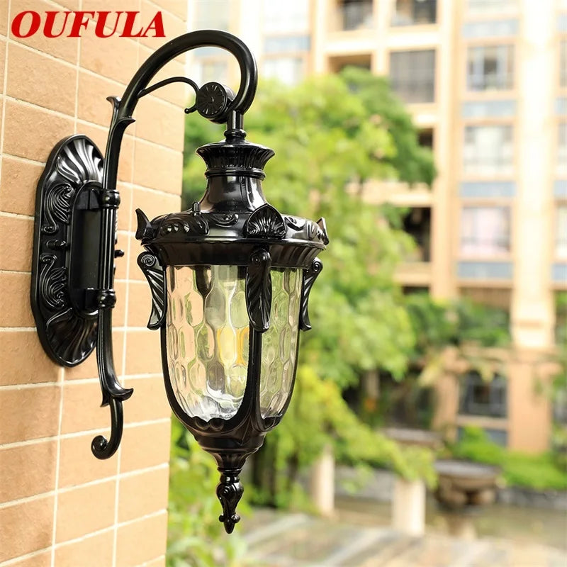 Afralia™ Retro Black Outdoor Wall Lamp LED Sconces Waterproof for Home Aisle