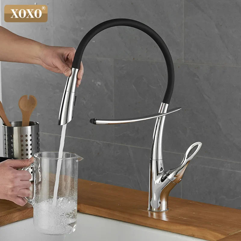 Afralia™ Brushed Nickel Kitchen Faucet Pull Down Single Handle 360° Rotation