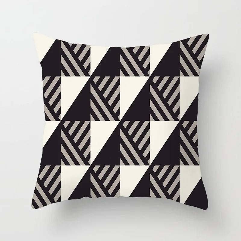 Geometric Monochrome Pillowcase by Afralia™ - Soft Sofa Cushion Cover, Wholesale Pillow Cover