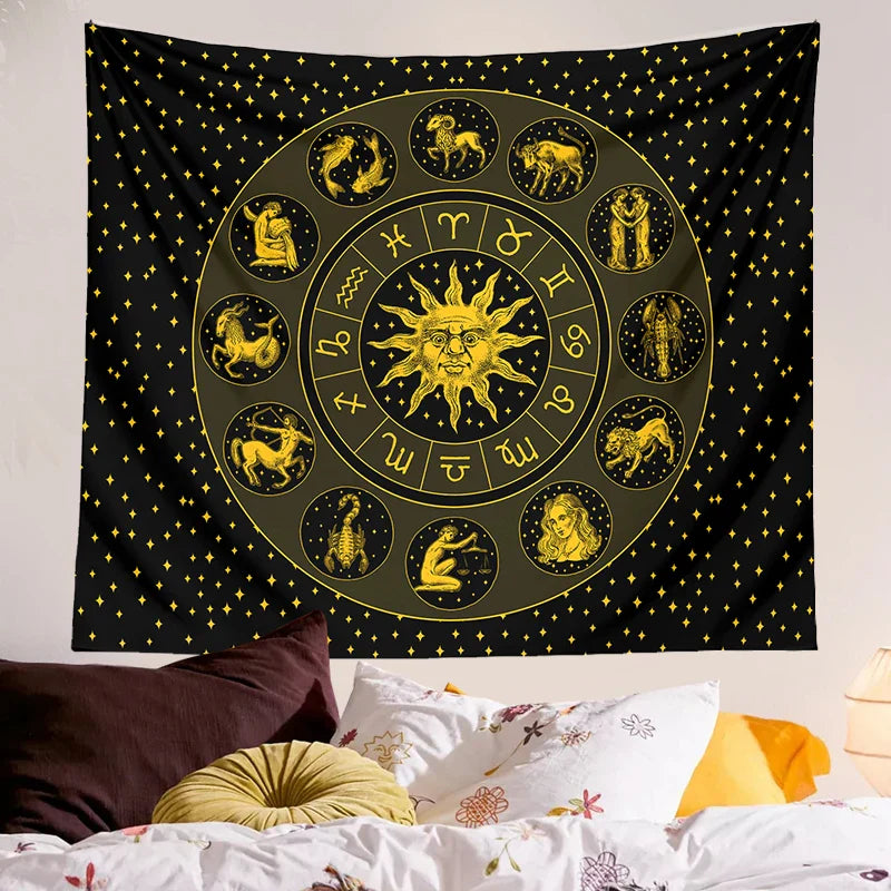 Afralia™ Constellation Zodiac Tapestry: Astrology Wall Decor for Witchcraft Room & Dorm