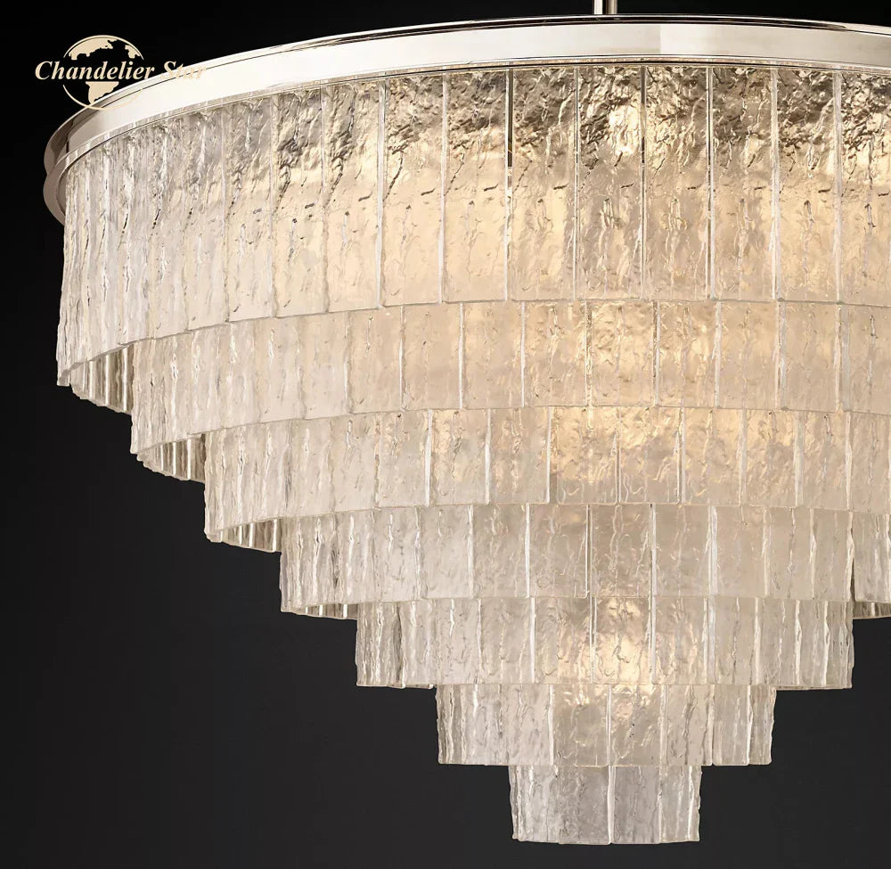 Afralia™ Glace Modern Glass Chandelier for Living Dining Room, Farmhouse Hanging Lamp