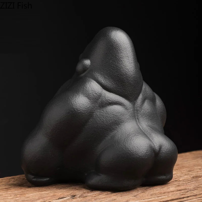 Afralia™ Orangutan Ceramic Cartoon Ashtray - Large Capacity Anti-ash for Living Room and Office