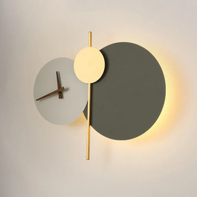 Afralia™ Nordic Round Clock Wall Light: Designer Led Sconce for Living Room Indoor Decor