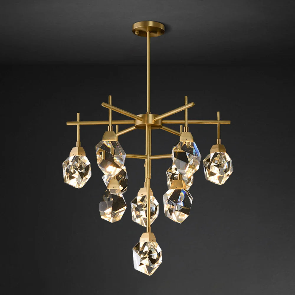 Afralia™ Diamond Crystal Stone Lustre Chandelier for Dinning Room