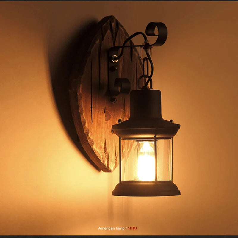 Afralia™ Wood Led Wall Lamp: Retro Industrial Sconce for Home, Restaurant, Bar, and Hotel