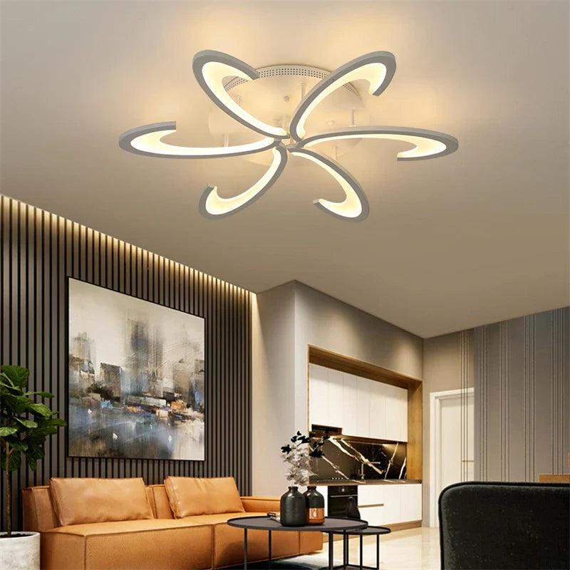 Afralia™ Flower Acrylic Chandelier: Modern Minimalist Living Dining Room Ceiling Light