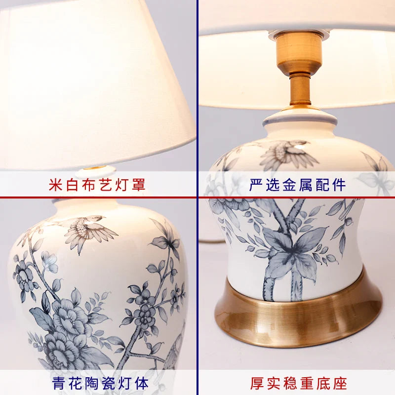 Afralia™ Blue White Porcelain Table Lamp: Classical Luxury Vintage Bedside Light