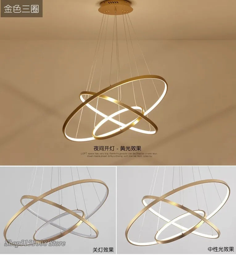 Afralia™ Modern LED Circle Rings Pendant Lamp for Living Dining Room Home Decor