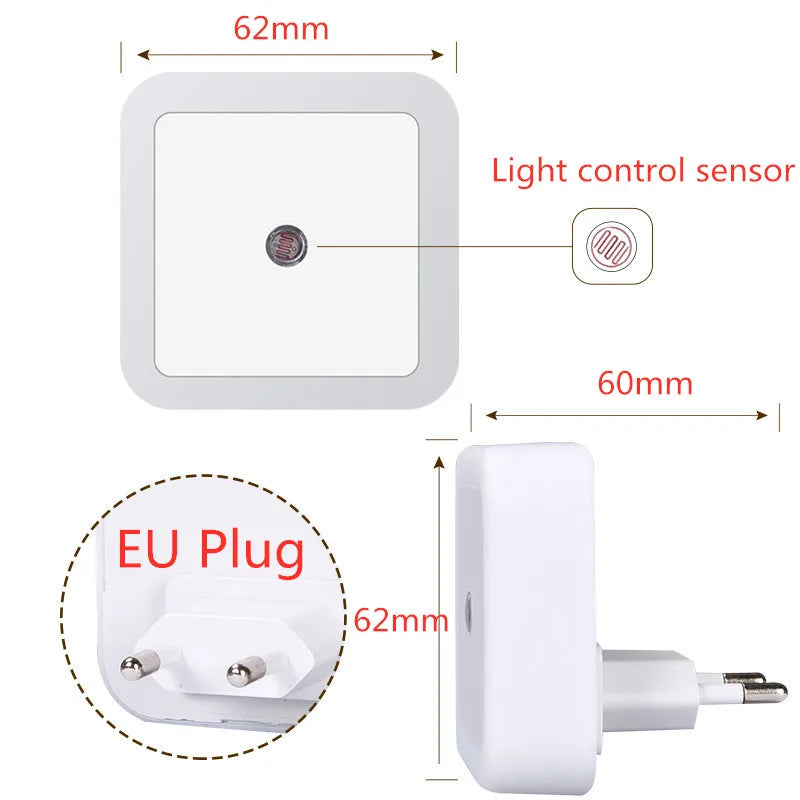 Afralia™ Square LED Night Light Sensor Control Mini Lamp for Bedroom Living Room