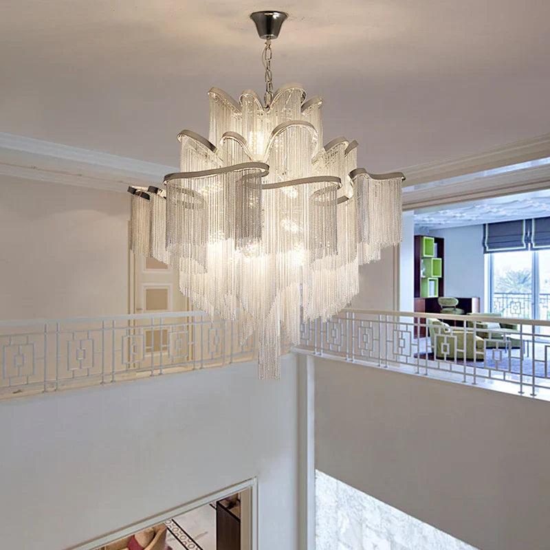 Afralia™ Retro Vintage LED Aluminum Chandelier Lighting in Gold Chrome Silver