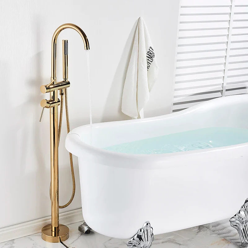 Afralia™ Clawfoot Chrome Bath Tub Faucet with Handshower