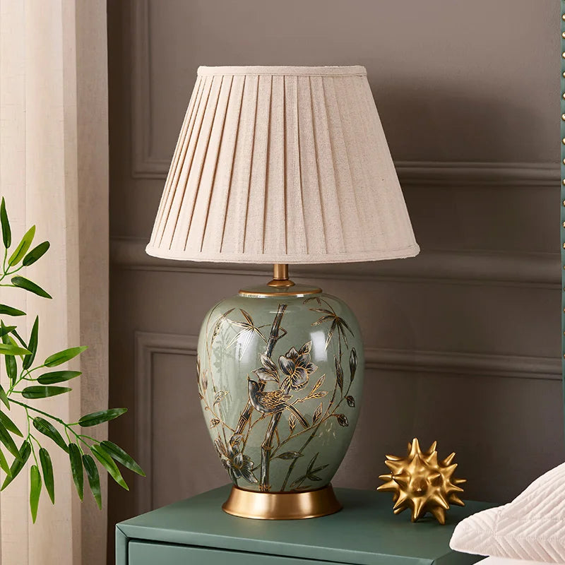 Afralia™ American Style Ceramic Table Lamp Bedroom Living Room Study Tea Table Lamp