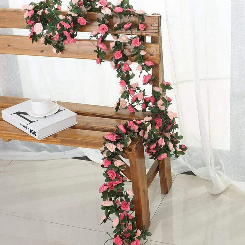 Afralia™ Rose Artificial Garland: Wedding Home Decor, Fake Plant Vine for DIY, Spring Autumn