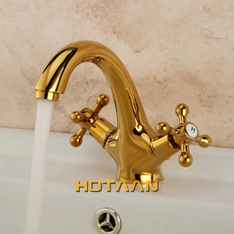 Afralia™ Antique Brass Double Handle Basin Mixer tap Robinet for Kitchen & Bathroom