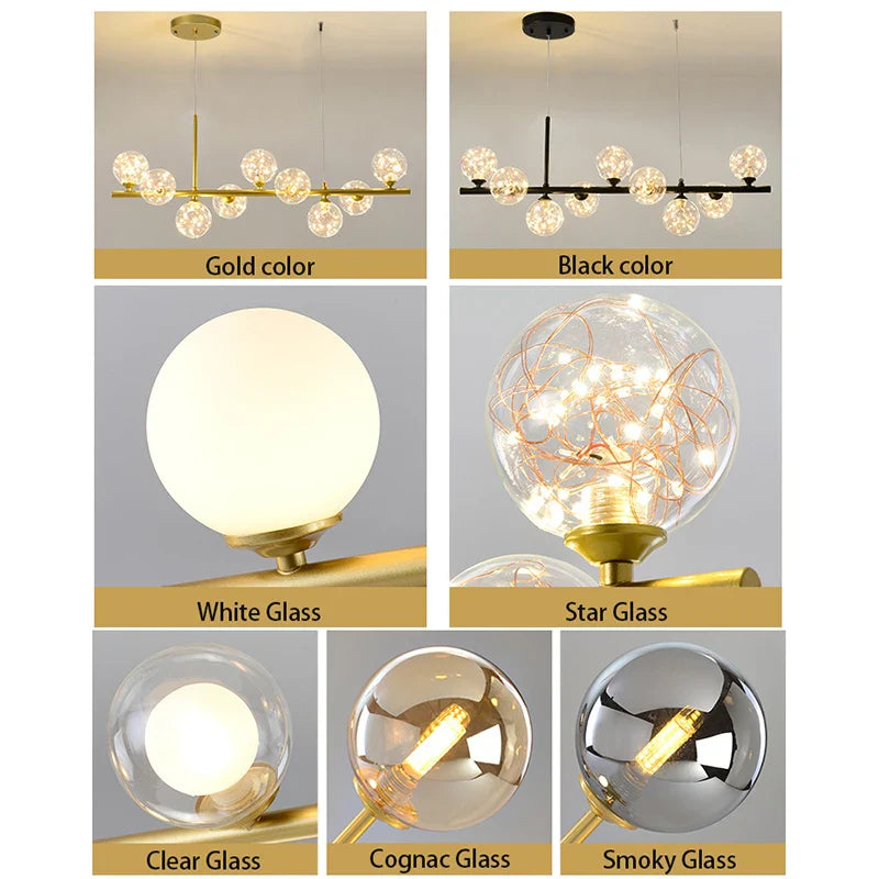 Afralia™ Modern Gold/Black G9 LED Chandelier for Kitchen Restaurant Bedroom Decor
