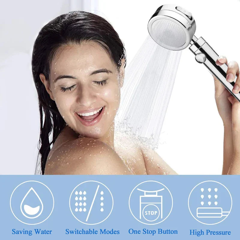 Afralia™ High Pressure Shower Head with 3 Modes Plating and Adjustable Handle