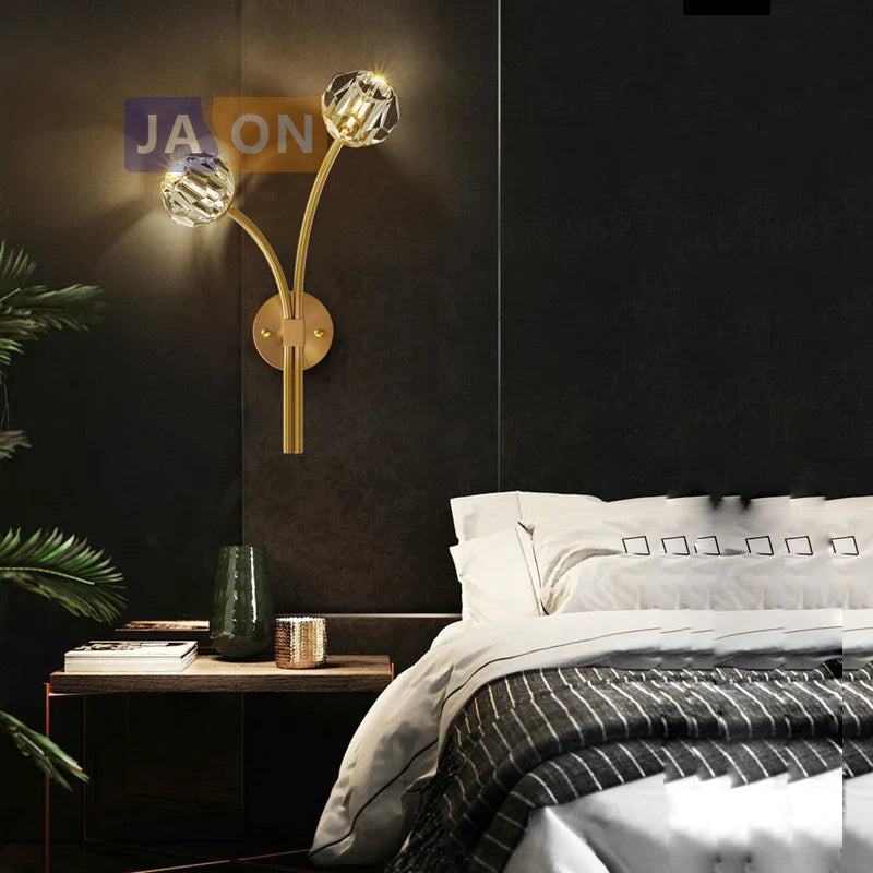 Afralia™ Postmodern Crystal Stone Wall Sconce for Bedroom & Corridor