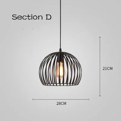Afralia™ Cage Light Frame Pendant Industrial Single Head Black Nordic Creative Fixture