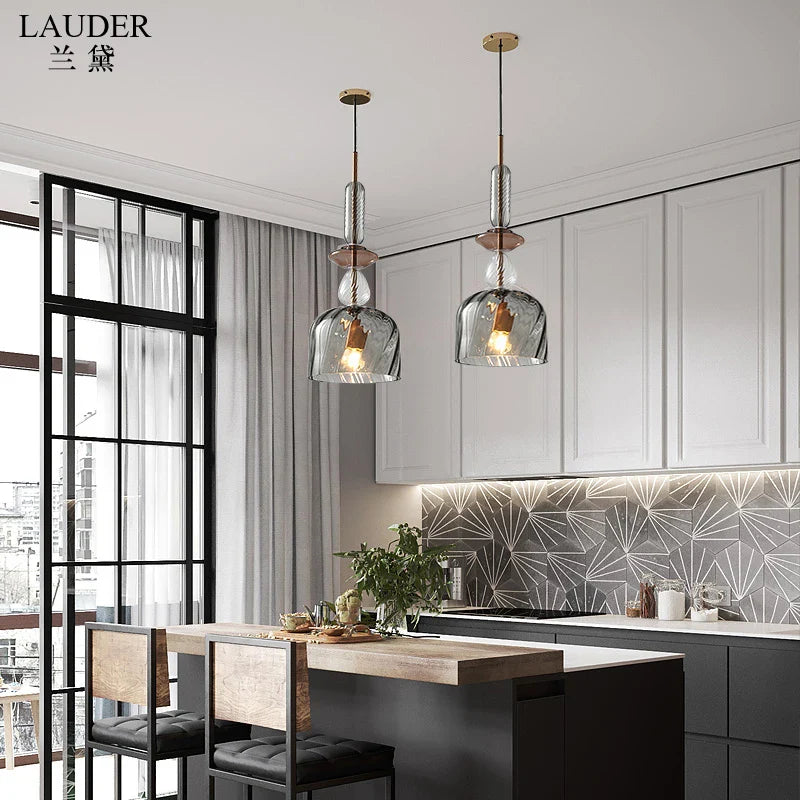 Afralia™ Nordic Glass LED Pendant Lights Modern Colorful Luminaria for Bedroom Living Room