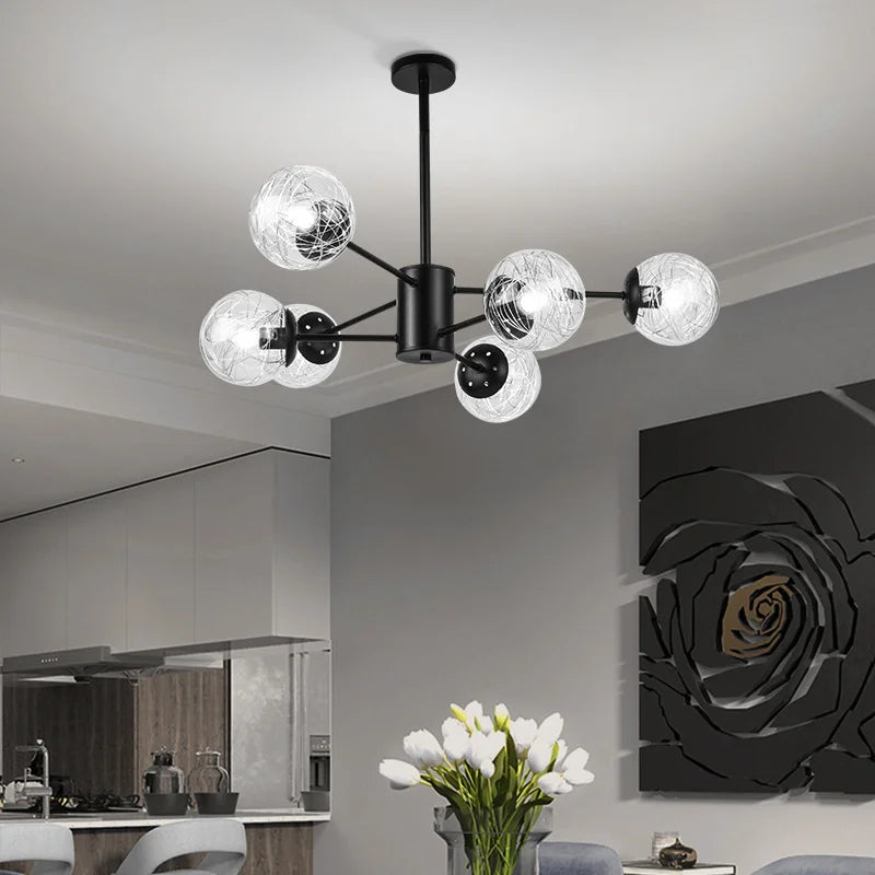 Afralia™ Glass LED Chandeliers: Modern Dining Room Bedroom Living Room Pendant Lights