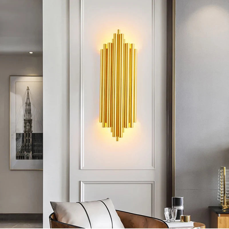 Afralia™ Gold LED Wall Lamp for Modern Minimalist Living Room, Bedroom, Study - Indoor Light Fixtures