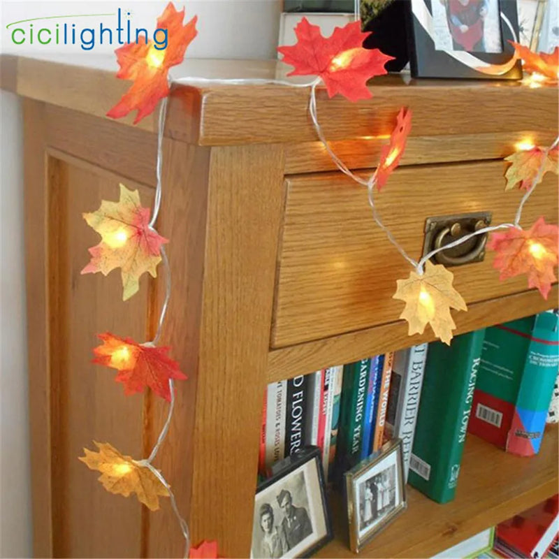 Afralia™ Maple Leaf LED String Lights: Festive Holiday Lighting for Christmas, Wedding, Party