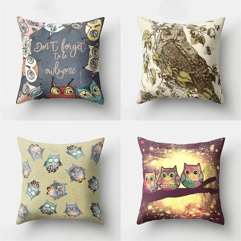Afralia™ Cute Owl Cushion Pillow Cover for Home Sofa Bedroom Decor