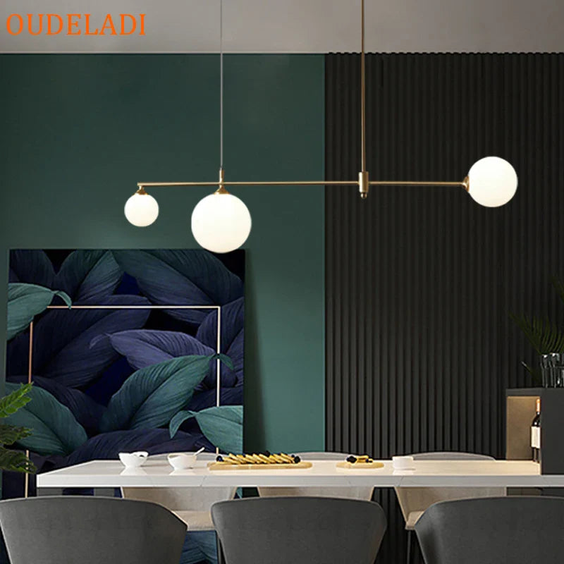 Afralia™ Glass Ball Chandelier LED Light Fixture for Dining Room Bedroom Kitchen Island
