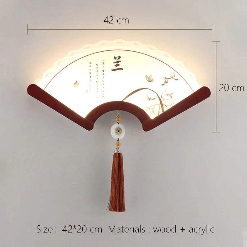 Afralia™ Fan-shaped Wood Wall Lamp: LED Retro Japanese Light for Bedroom, Living Room, Aisle