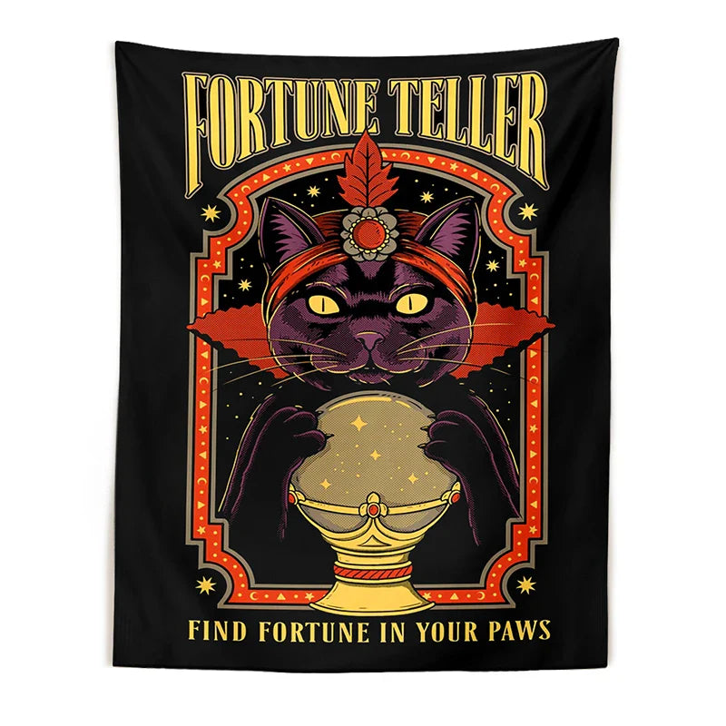 Afralia™ Tarot Cat Witchcraft Tapestry | Occult Home Wall Decor Mystic Coven Art