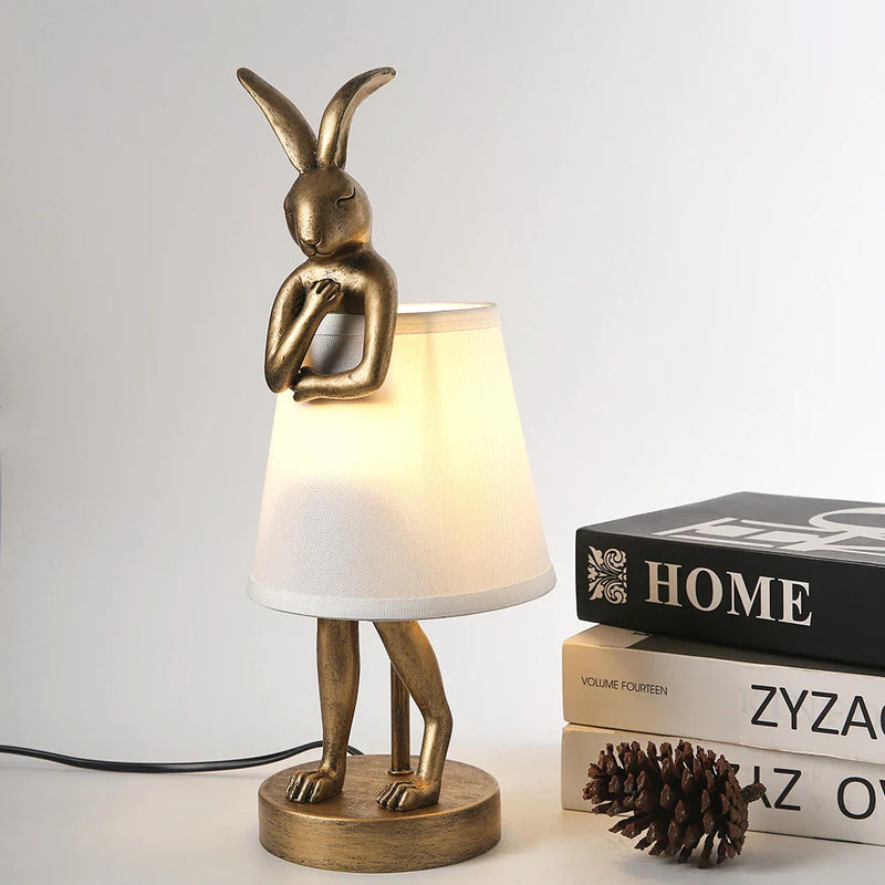 Afralia™ Bathing Rabbit Resin Table Lamp for Living Room and Bedroom Decor